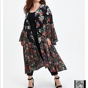 Mixed fabric kimono